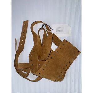 CLAUDIE PIERLOT Brown‎ Suede Belt Women's Leather Studded Adjustable NWT